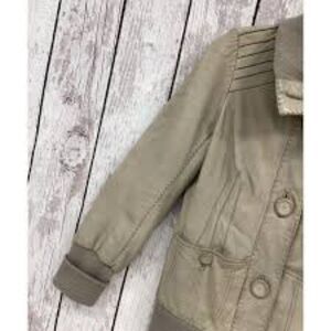 Mackage veil leather wool vintage tan beige jacket bomber sz. M